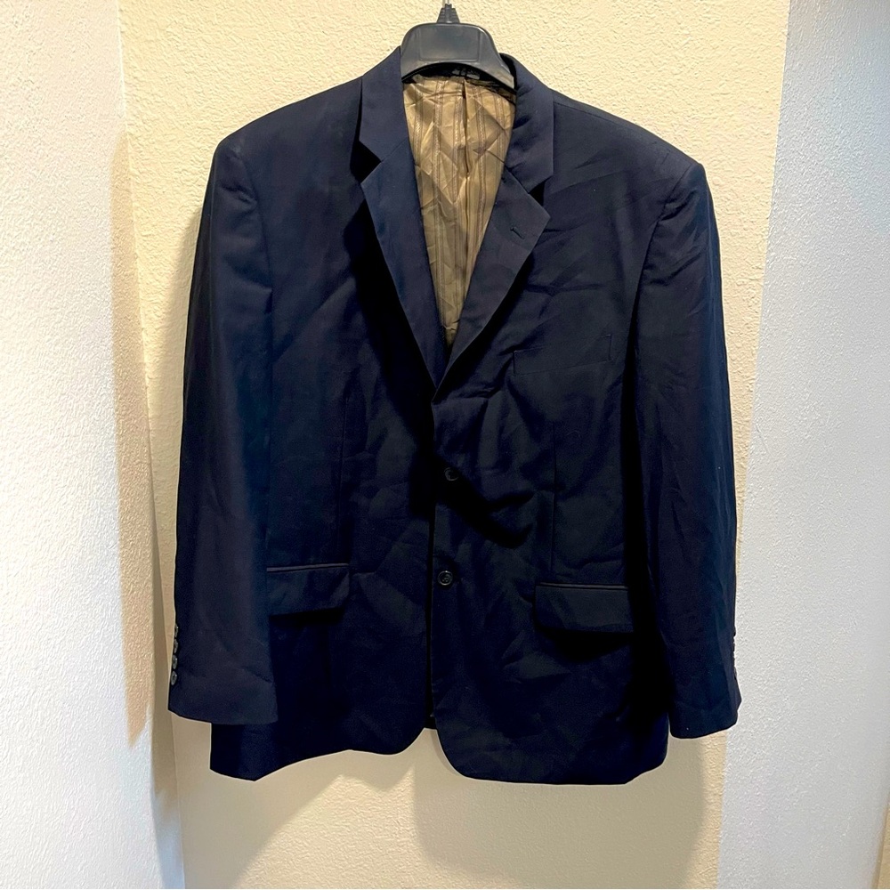 Fellini Uomo Men's Navy Blue Sport Coat 2-Button Blazer 44s
